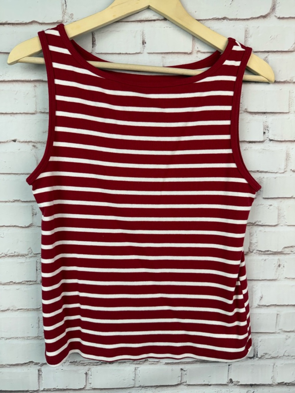 wild fable Red and White Striped Ribbed Tank Top